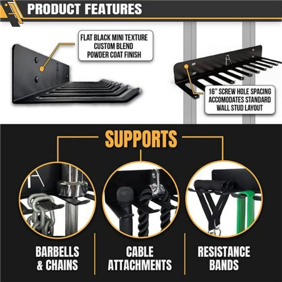 Gym Storage Rack 9 OR 11 Hook Heavy-Duty Gym Wall Organizer Gym Caddy Hanger - Picture 4 of 6